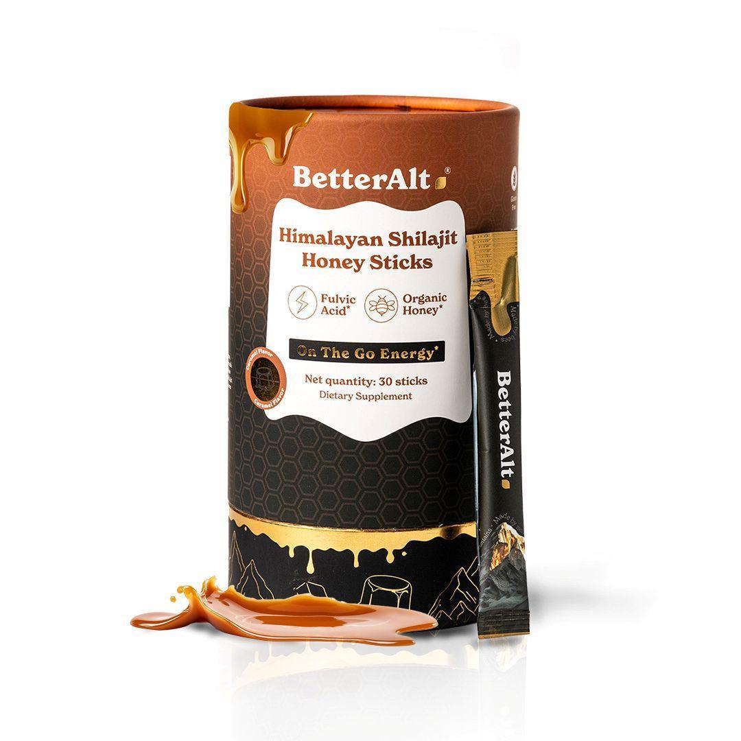 BetterAlt GOLD+ Pure Himalayan Shilajit Honey Sticks (Caramel) - HSA ...