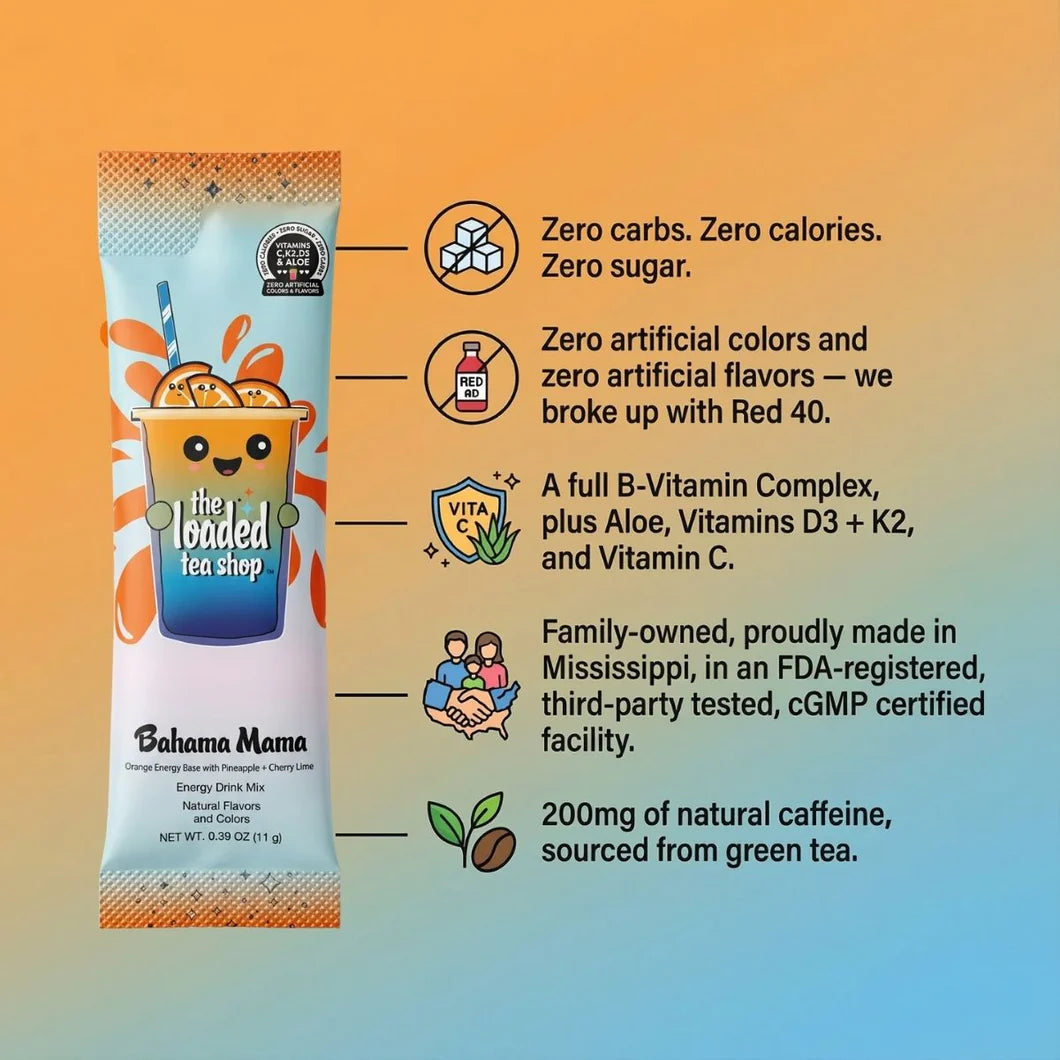 The Loaded Tea Shop Functional Energy Tea Packs (Bahama Mama)