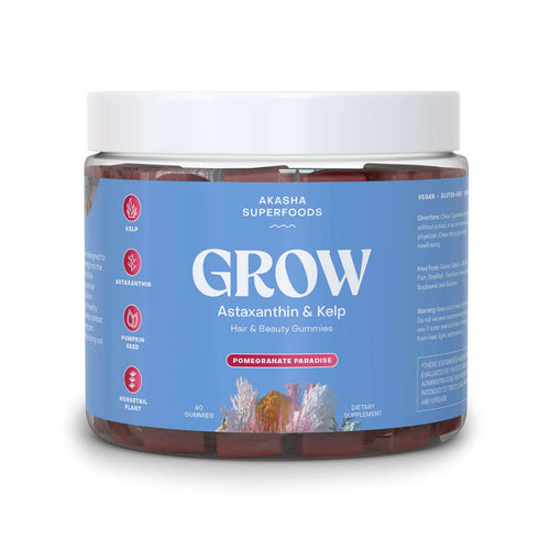 Akasha Superfoods GROW Astaxanthin & Kelp Hair & Beauty Gummies