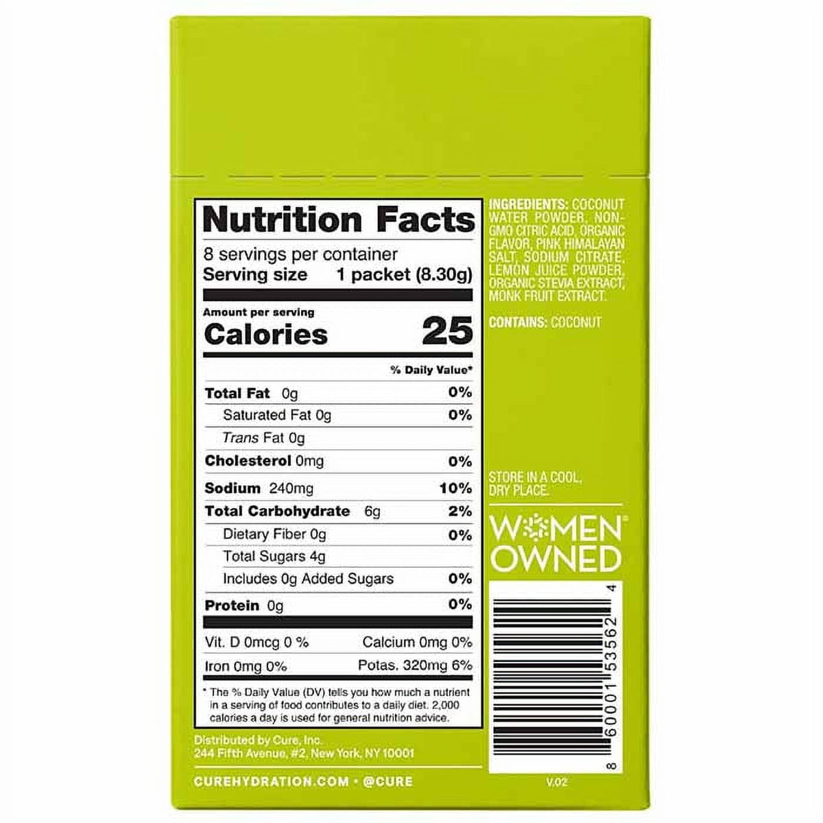 Cure Hydration Lime — product packaging and ingredients