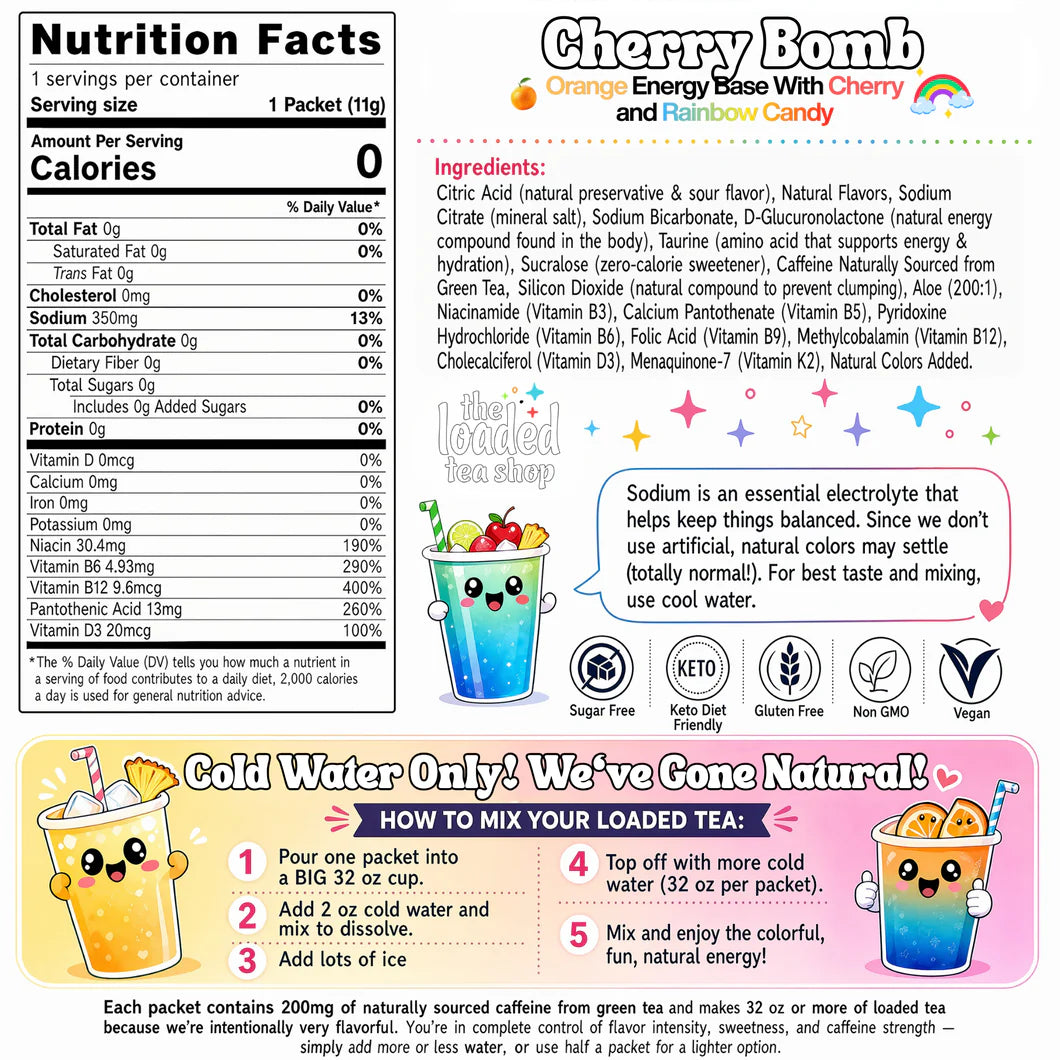 The Loaded Tea Shop Functional Energy Tea Packs (Cherry Bomb)