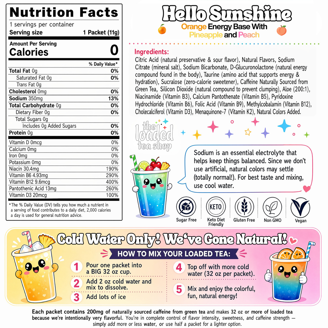 The Loaded Tea Shop Functional Energy Tea Packs (Hello Sunshine)