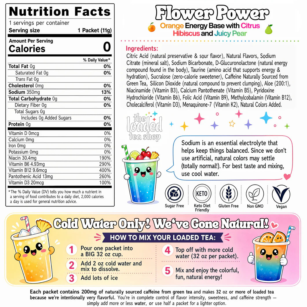 The Loaded Tea Shop Functional Energy Tea Packs (Flower Power)