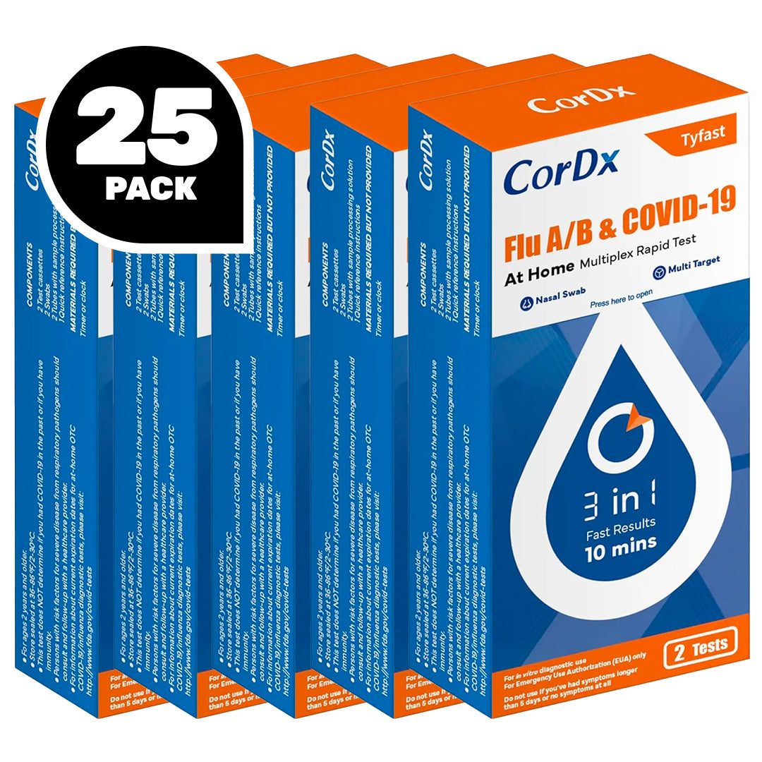 CorDx TyFast Flu A/B & COVID-19 At Home Multiplex Rapid Test (2-Pack)