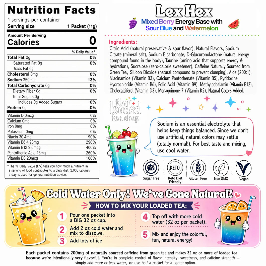 The Loaded Tea Shop Functional Energy Tea Packs (Lex Hex)