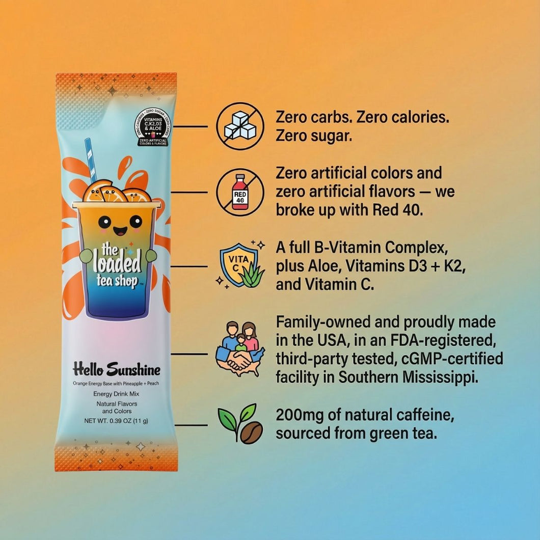 The Loaded Tea Shop Functional Energy Tea Packs (Hello Sunshine)