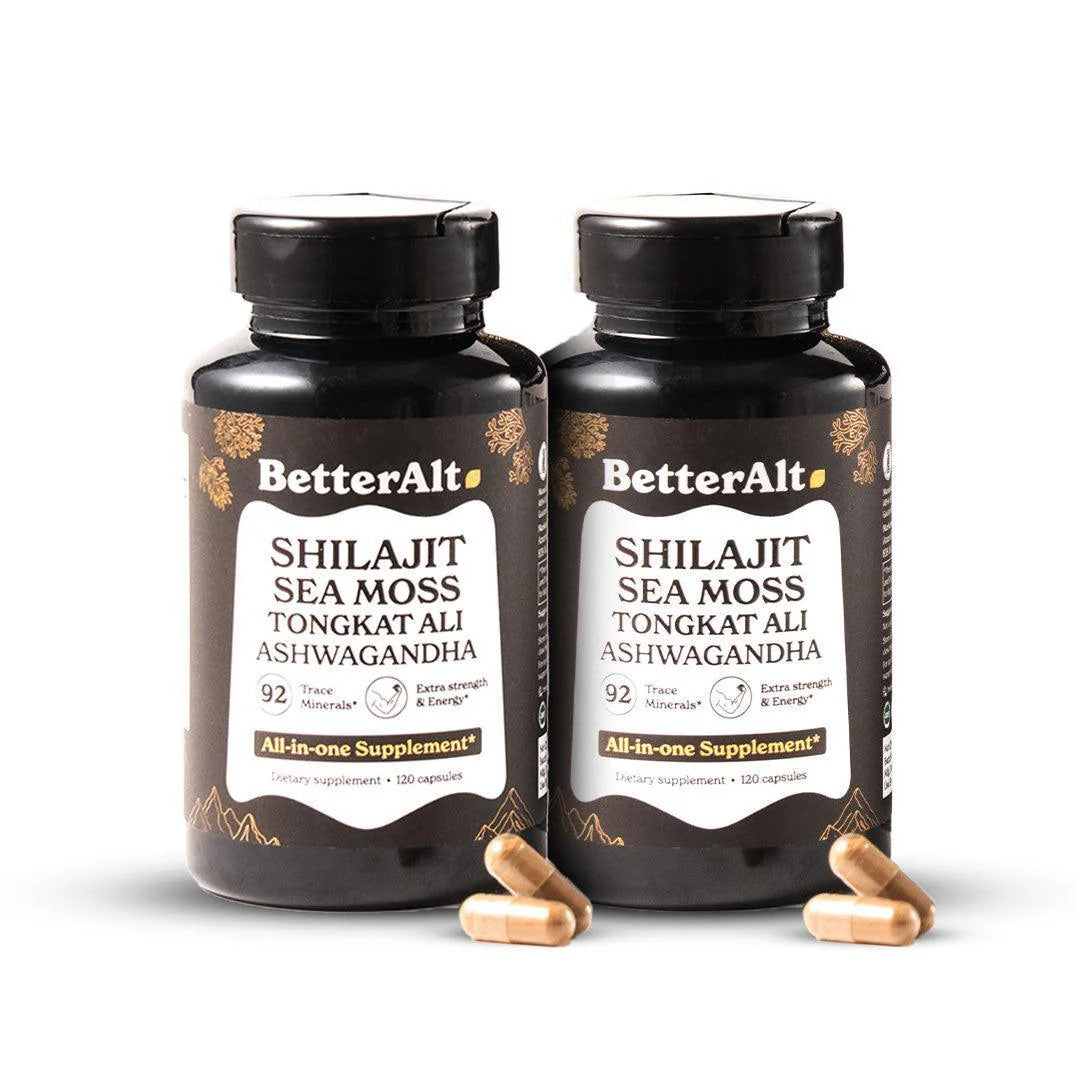 BetterAlt GOLD+ Shilajit + Sea Moss + Tongkat Ali + Ashwagandha (120 Capsules)