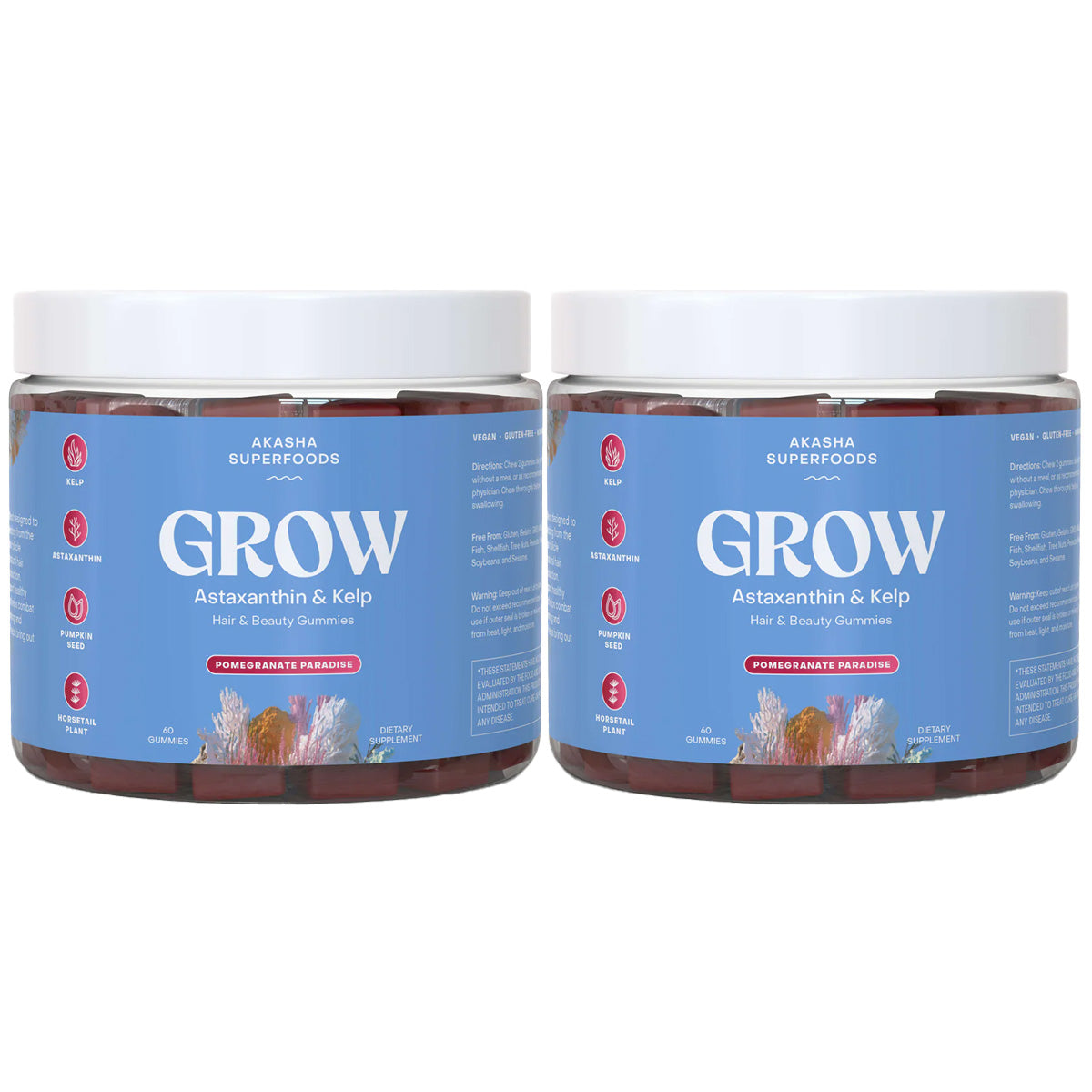 Akasha Superfoods GROW Astaxanthin & Kelp Hair & Beauty Gummies