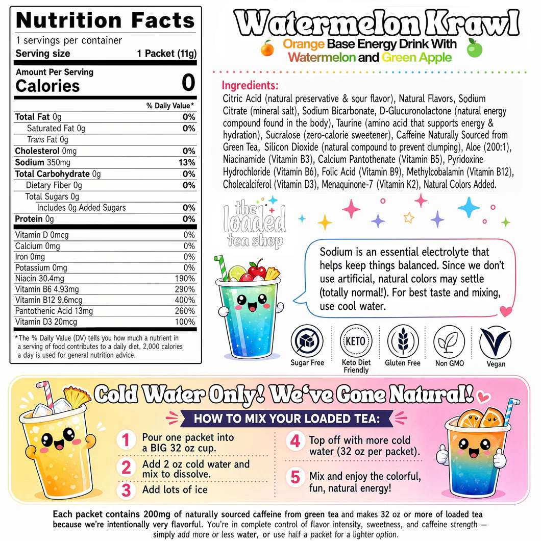 The Loaded Tea Shop Functional Energy Tea Packs (Watermelon Krawl)