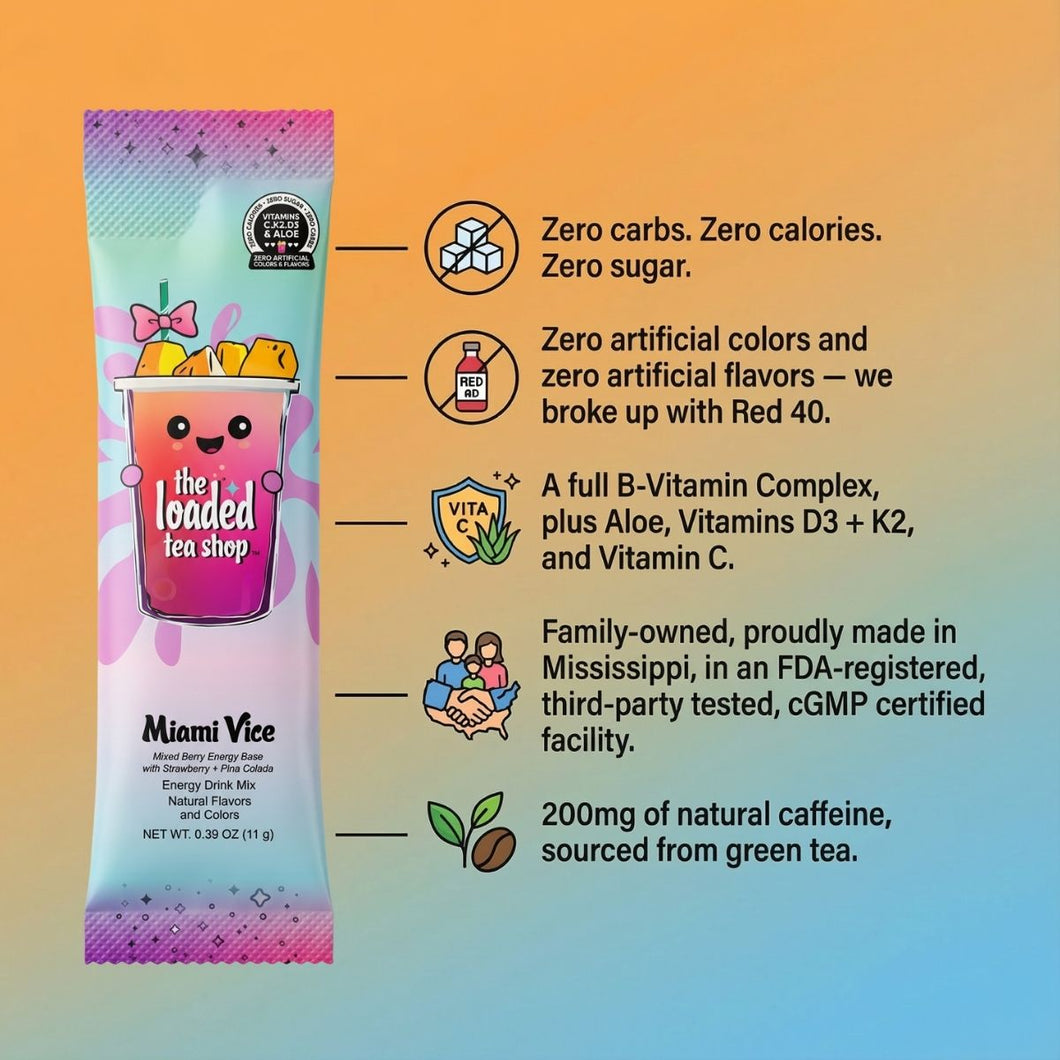 The Loaded Tea Shop Functional Energy Tea Packs (Miami Vice)