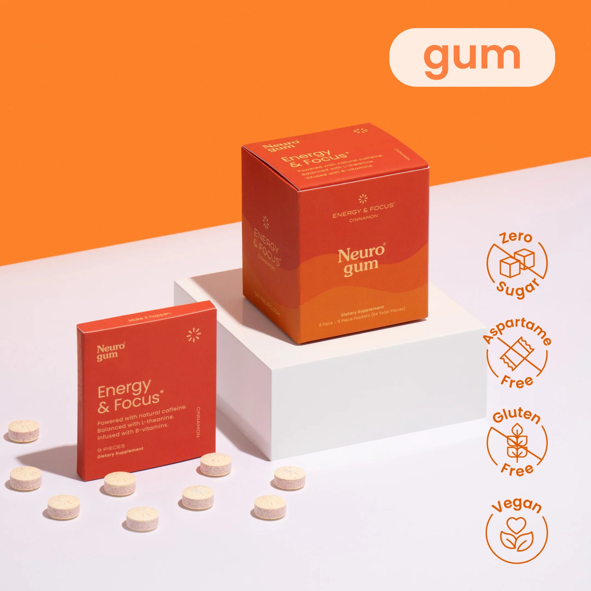 Neuro Energy & Focus Gum (Cinnamon) - HSA/FSA Eligible