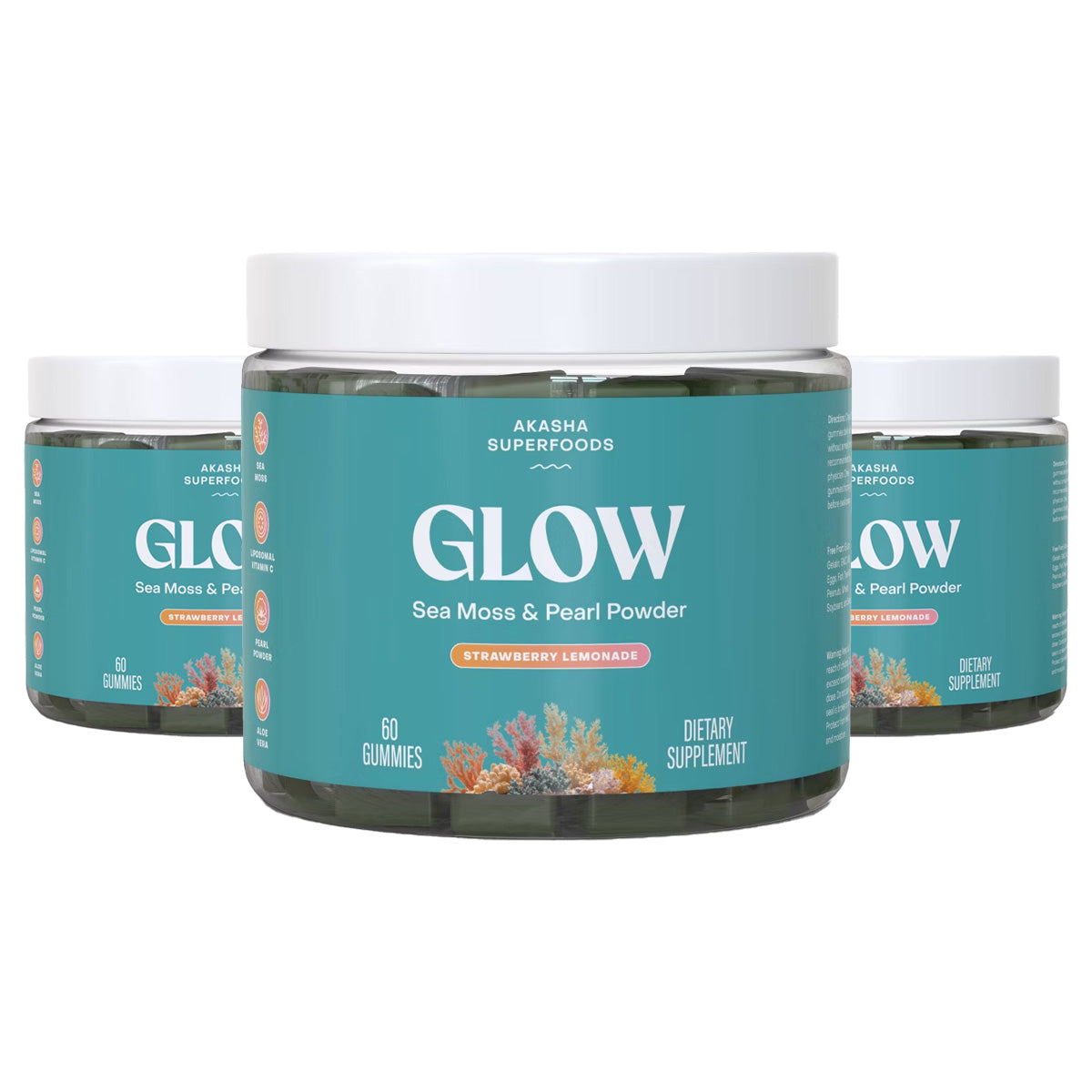 Akasha Superfoods GLOW Sea Moss & Pearl Powder Gummies