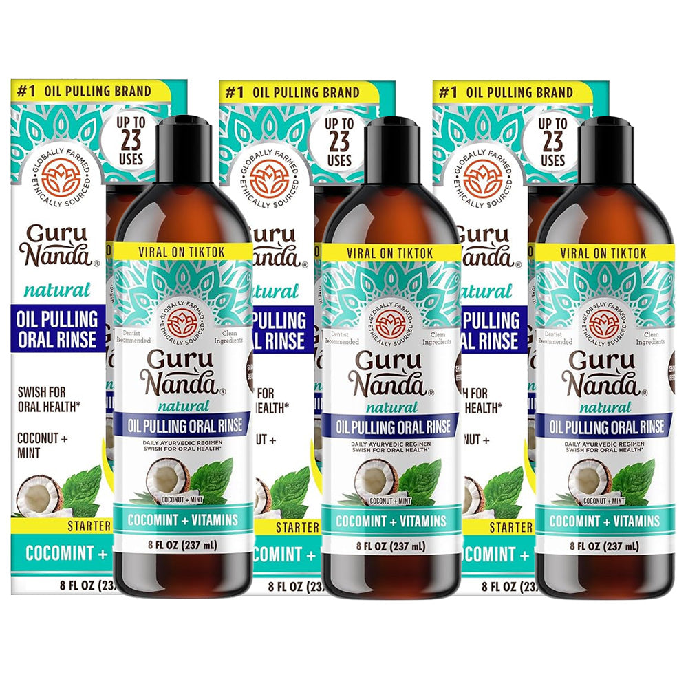 GuruNanda Coconut + Mint Pulling Oil w/Essential Oils & Vitamins, 8 oz