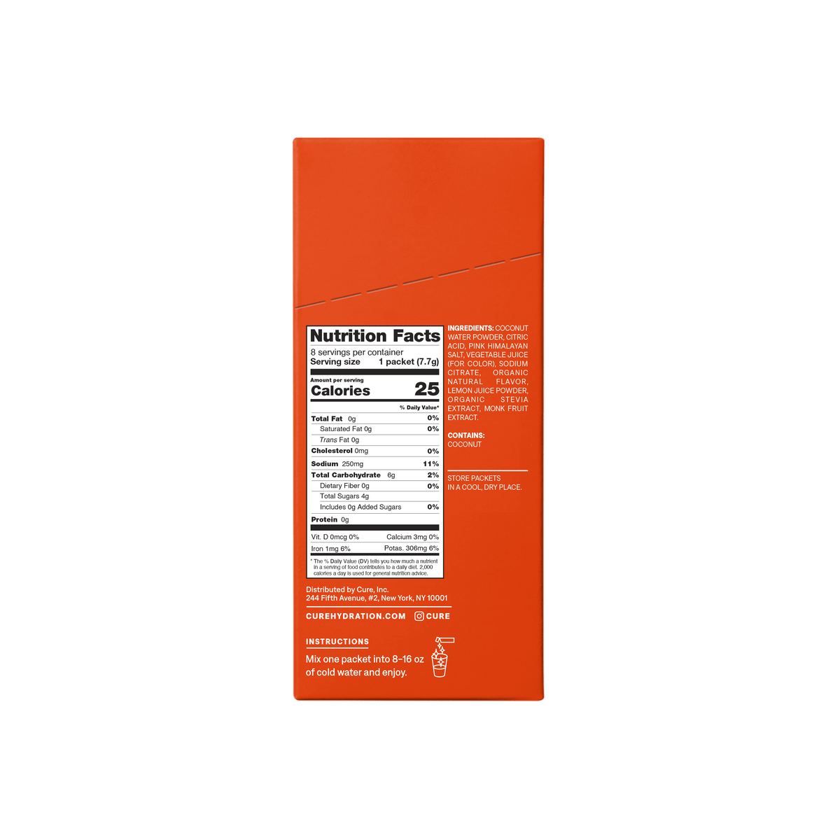 Cure Hydration Blood Orange — product packaging and ingredients
