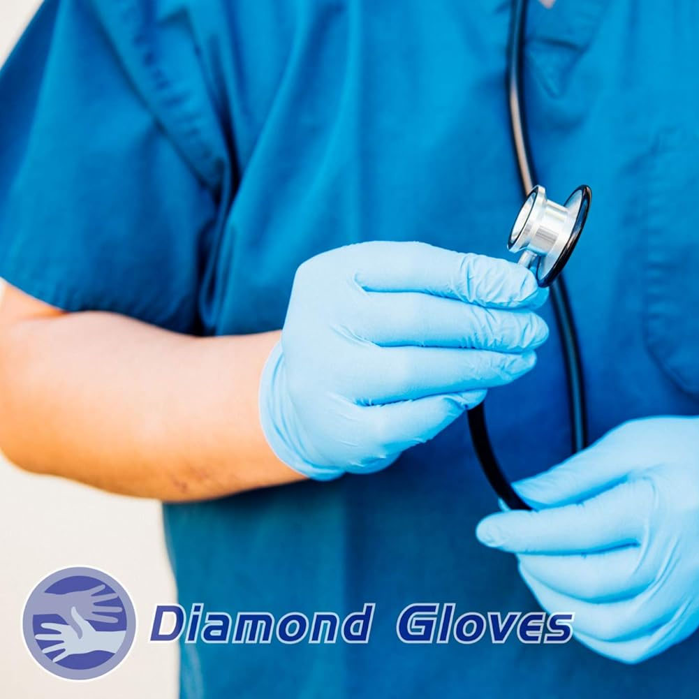 Diamond Gloves IF35 Exam Powder Free Blue Nitrile Gloves