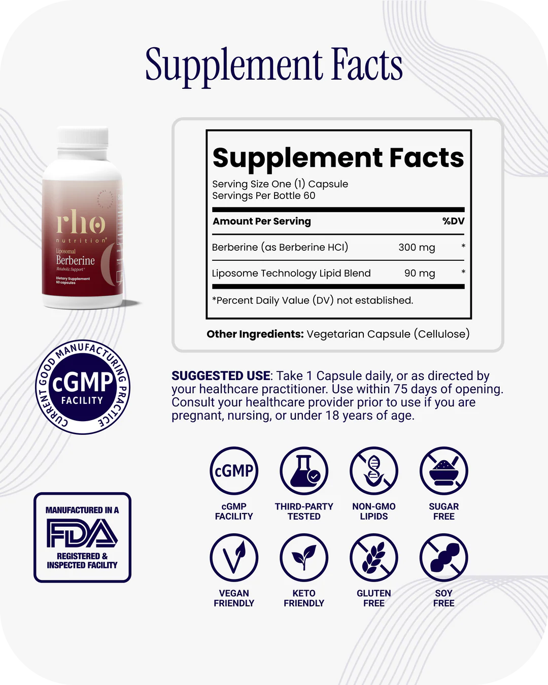 Rho Nutrition Liposomal Berberine (60 Servings)