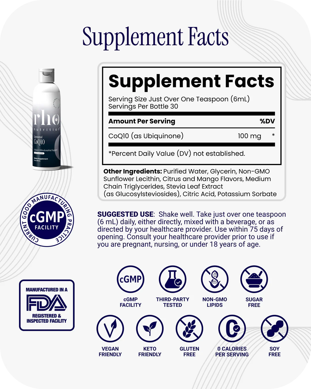 Rho Nutrition Liposomal CoQ10 (30 Servings)