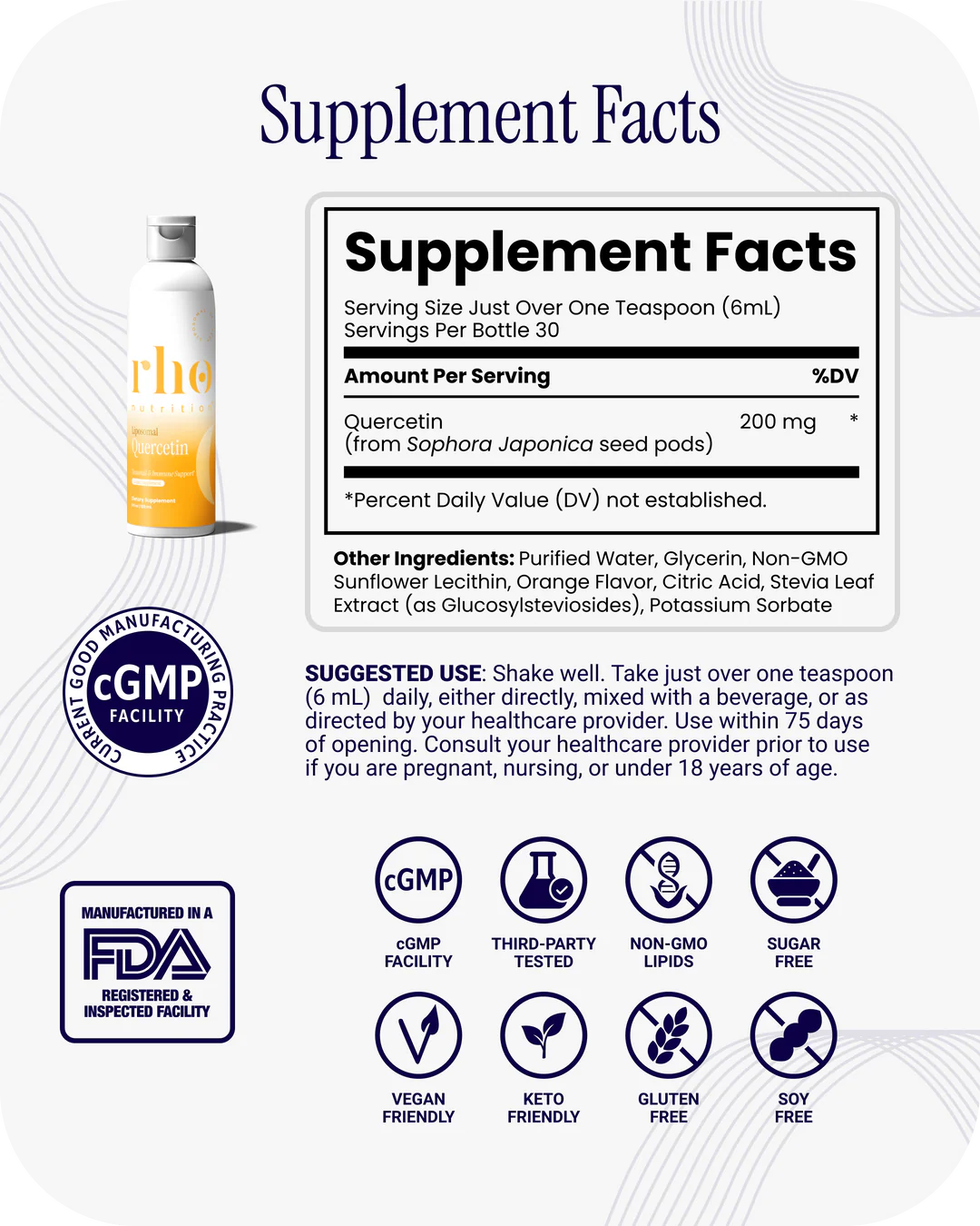 Rho Nutrition Liposomal Quercetin (30 Servings)