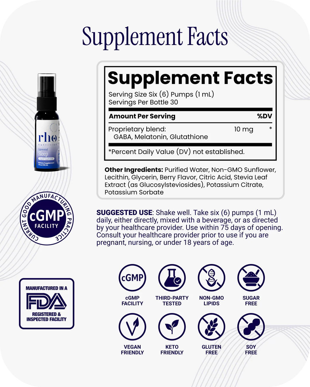 Rho Nutrition Liposomal Sleep Formula (30 Servings)