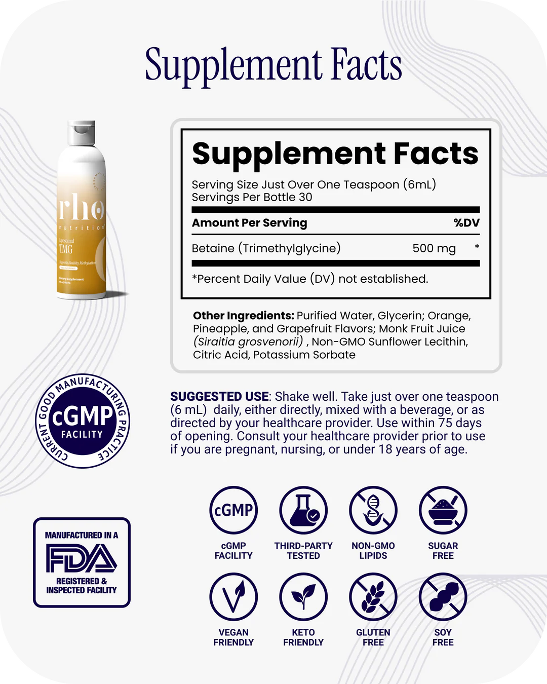 Rho Nutrition Liposomal TMG (30 Servings)