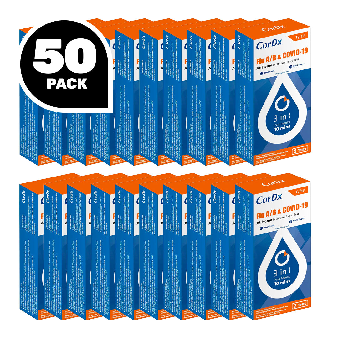 CorDx TyFast Flu A/B & COVID-19 At Home Multiplex Rapid Test (2-Pack)