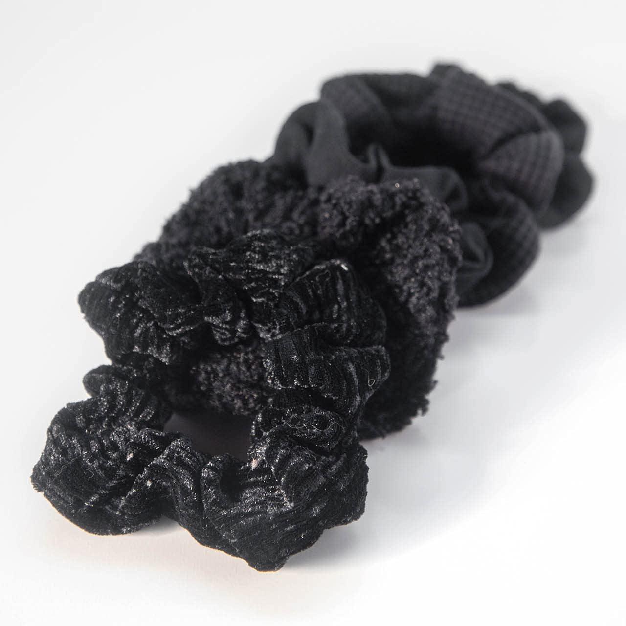 Kitsch Assorted Textured Scrunchies 5pc - Black