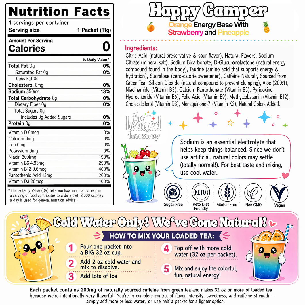 The Loaded Tea Shop Functional Energy Tea Packs (Happy Camper)