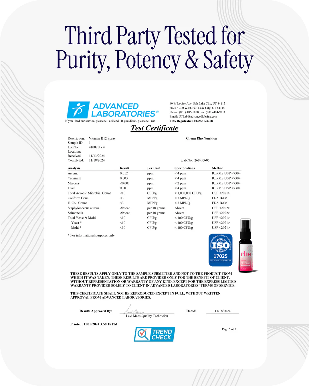 Rho Nutrition Liposomal Methyl B12 (60 Servings)