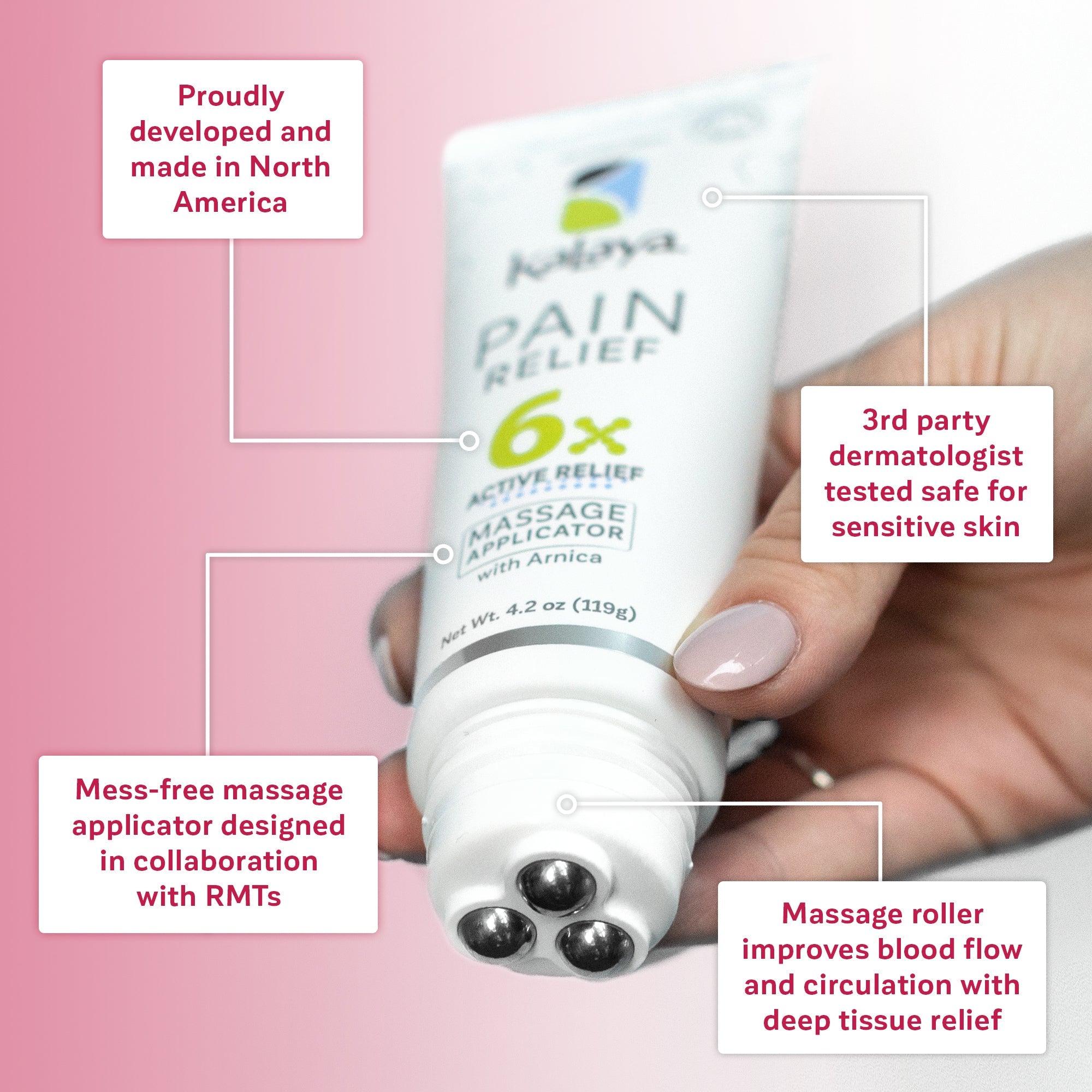 KaLaya 6x Extra Strength Pain Relief Cream w/Massage Applicator (4.2 oz)