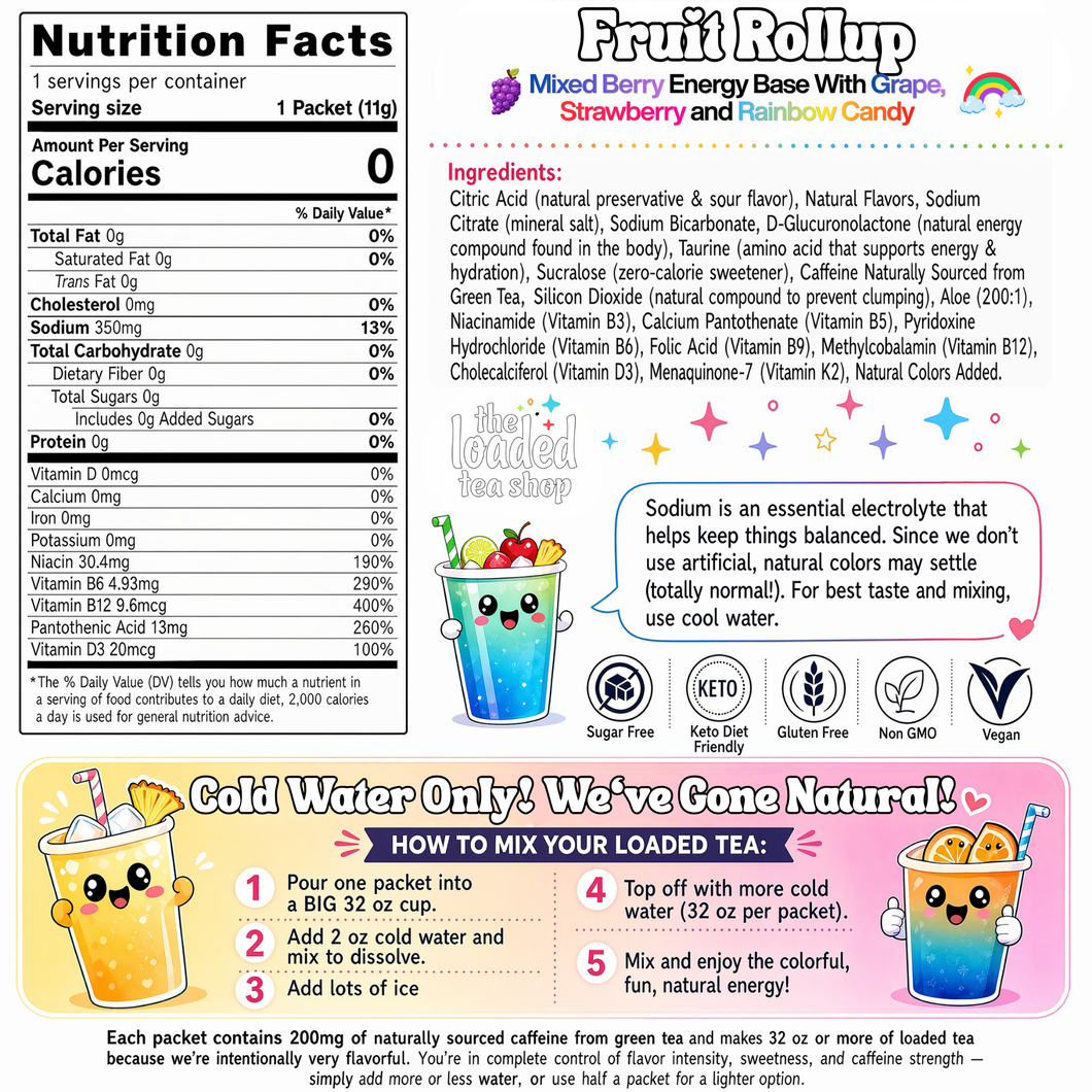 The Loaded Tea Shop Functional Energy Tea Packs (Fruit Rollup)