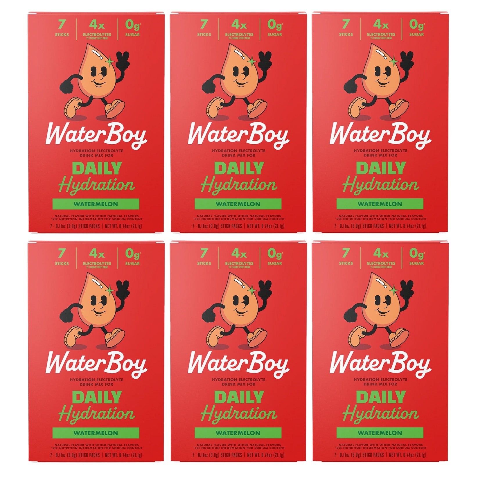 Waterboy Daily Hydration Electrolyte Drink Mix - 12 Sticks (Watermelon)