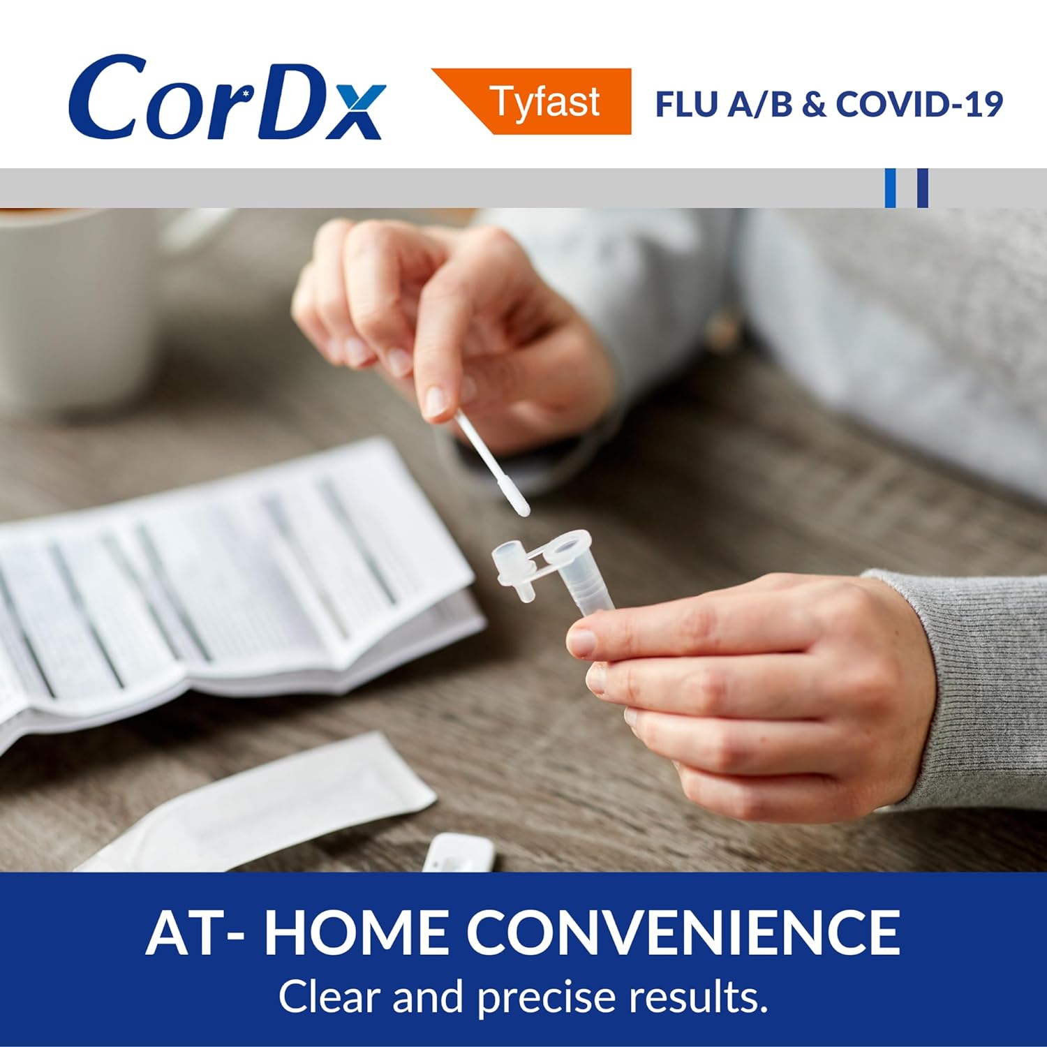 CorDx TyFast Flu A/B & COVID-19 At Home Multiplex Rapid Test (2-Pack)