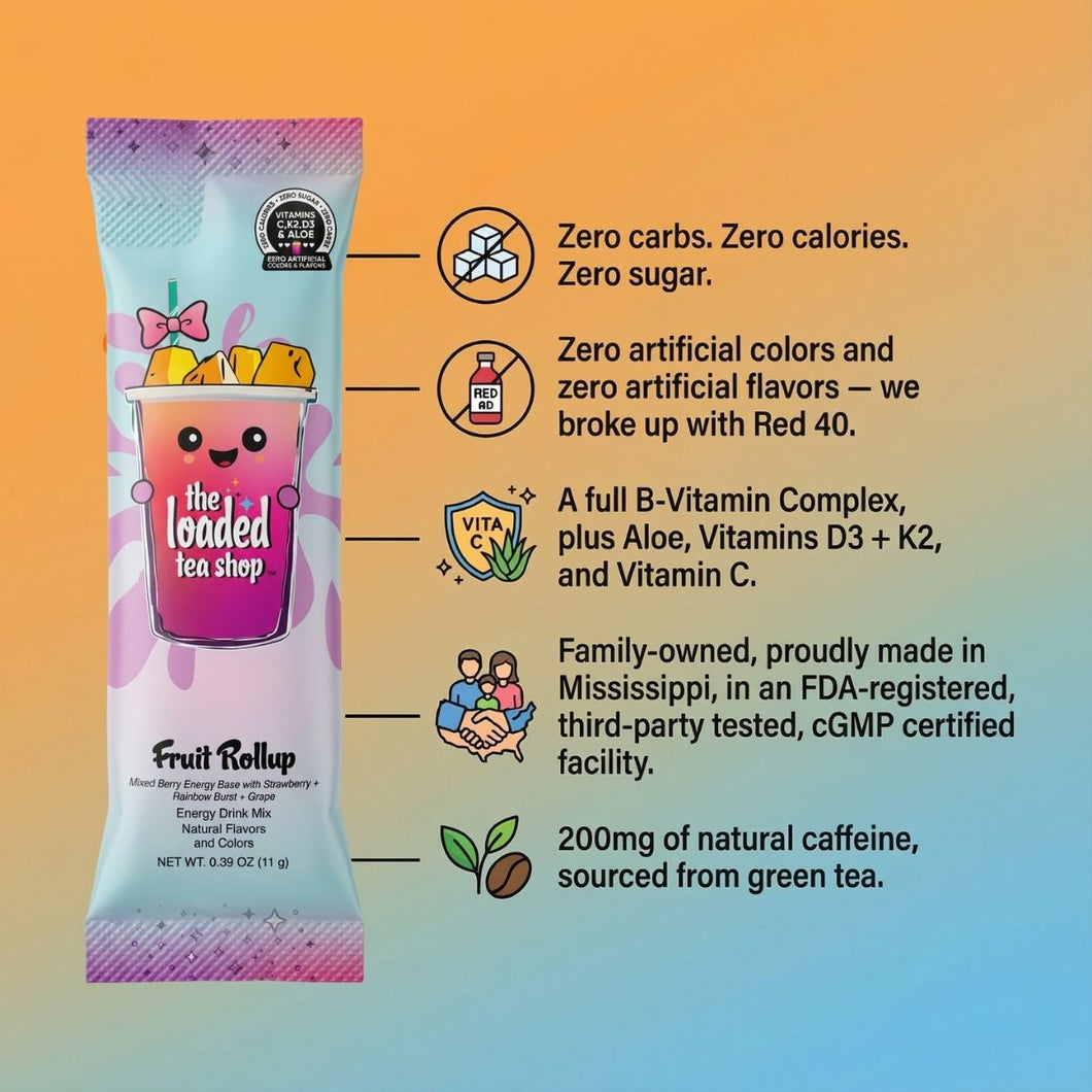 The Loaded Tea Shop Functional Energy Tea Packs (Fruit Rollup)