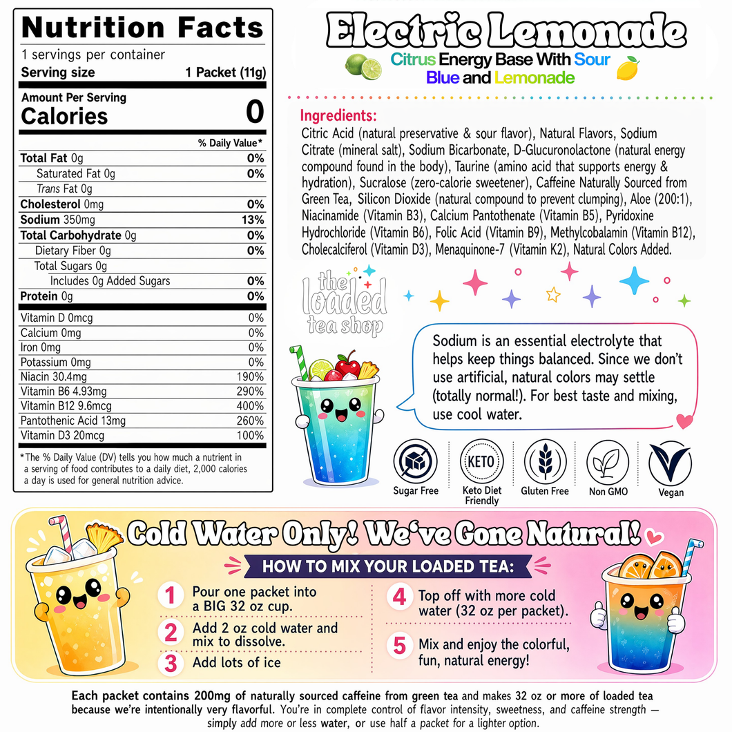 The Loaded Tea Shop Functional Energy Tea Packs (Electric Lemonade)