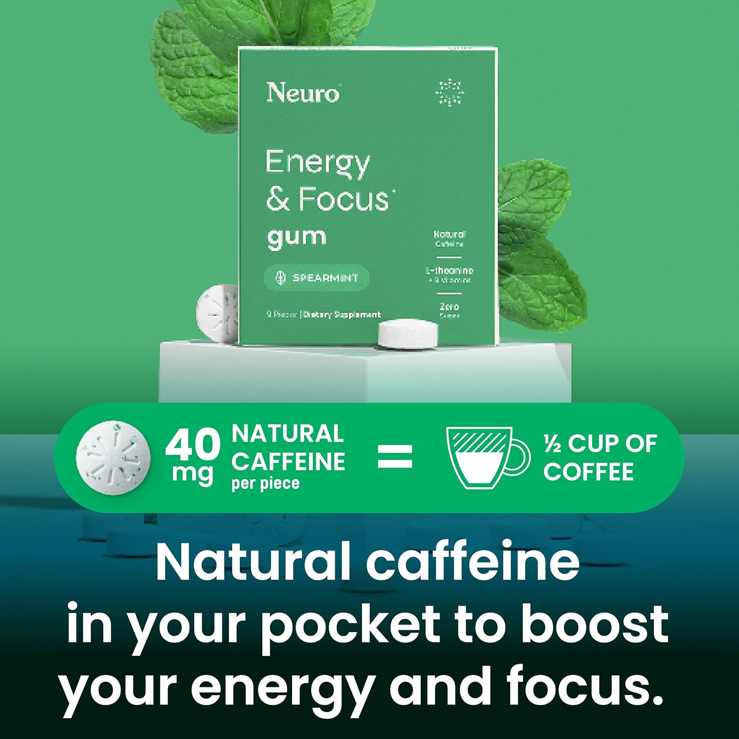 Neuro Energy & Focus™ Gum (Spearmint)