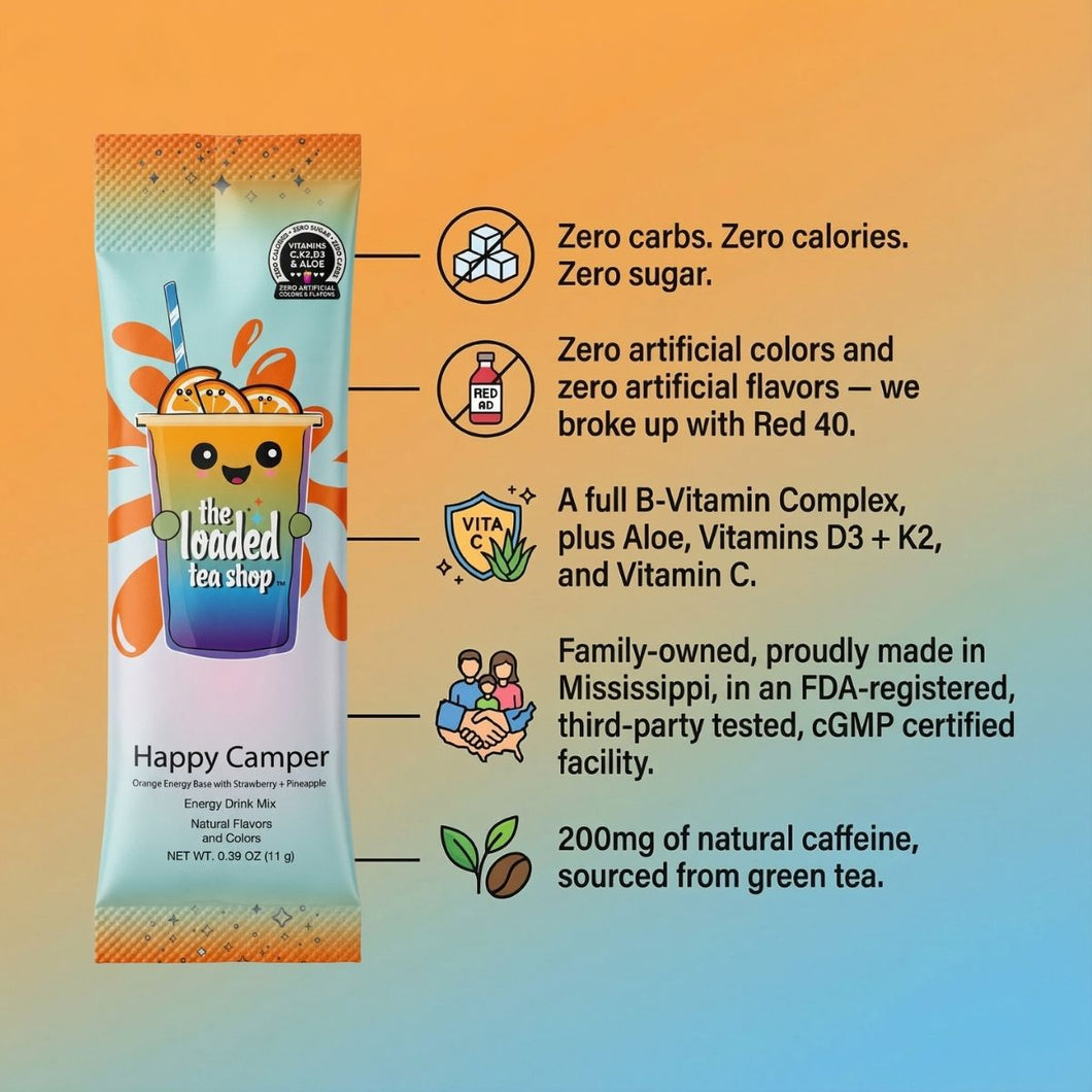 The Loaded Tea Shop Functional Energy Tea Packs (Happy Camper)