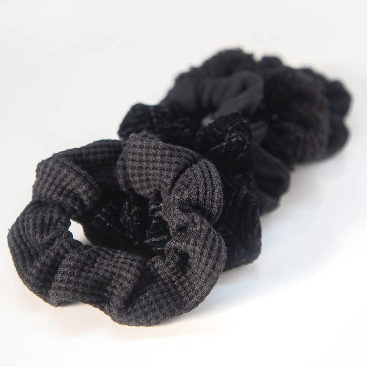 Kitsch Assorted Textured Scrunchies 5pc - Black