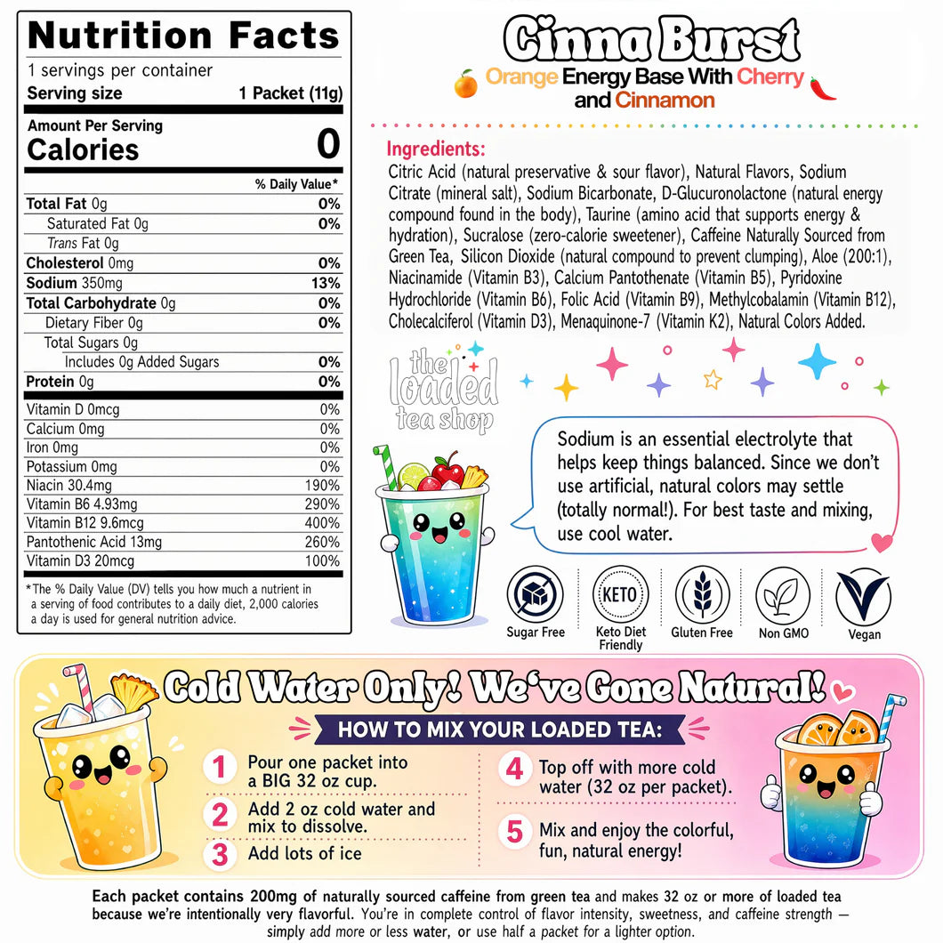 The Loaded Tea Shop Functional Energy Tea Packs (Cinna Burst)