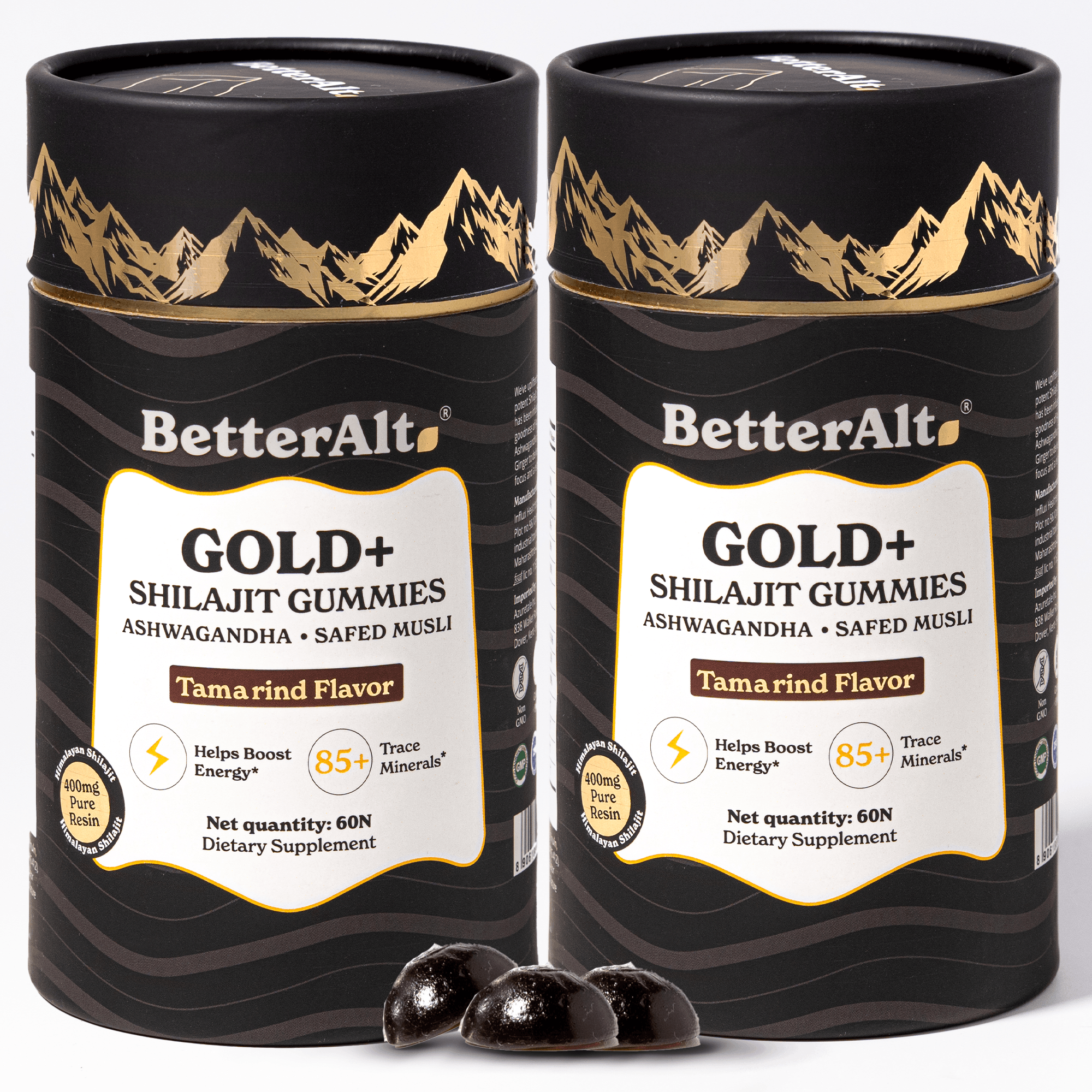 BetterAlt GOLD+ Shilajit Resin Gummies w/Ashwagandha (Tamarind)