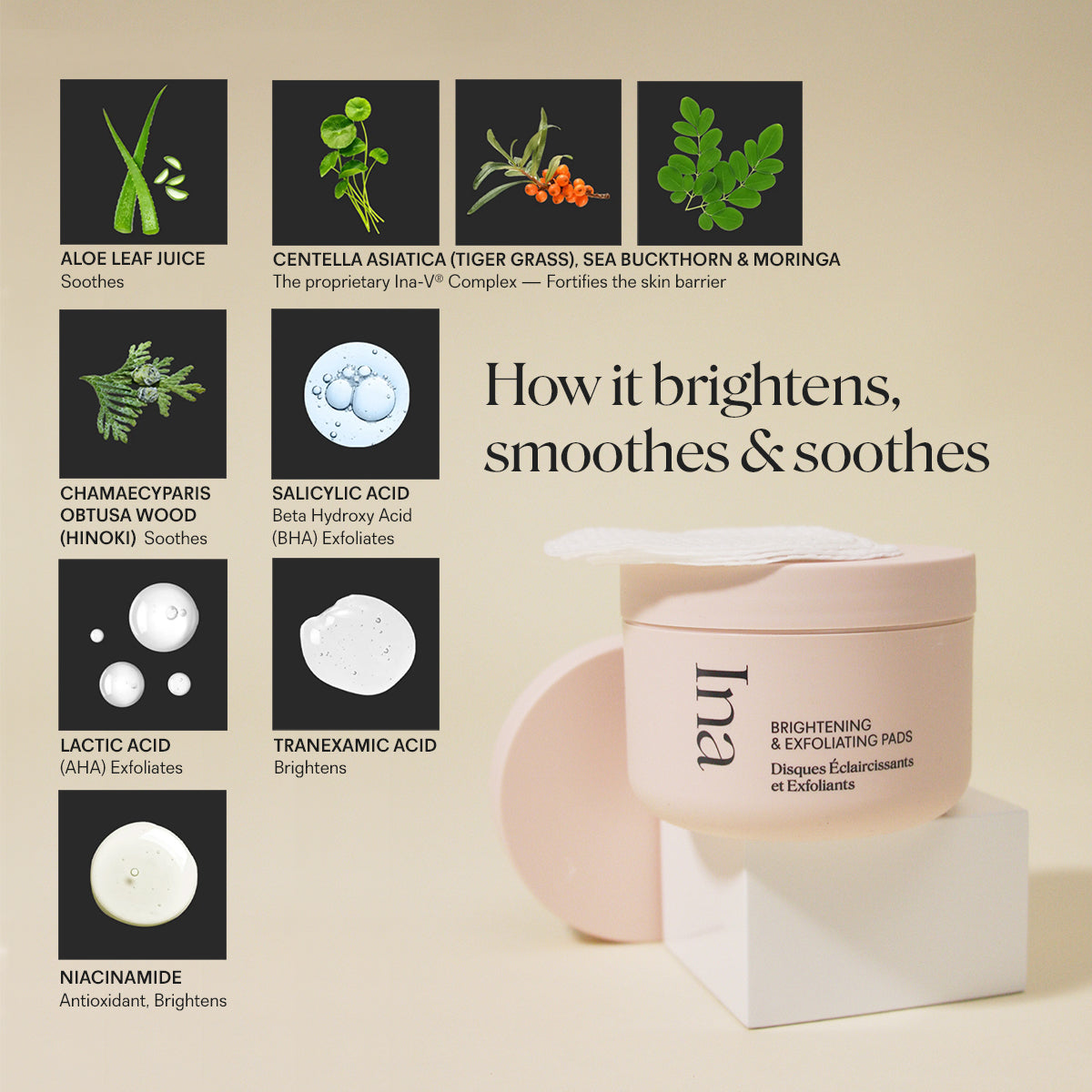 Ina™ Brightening & Exfoliating Pads