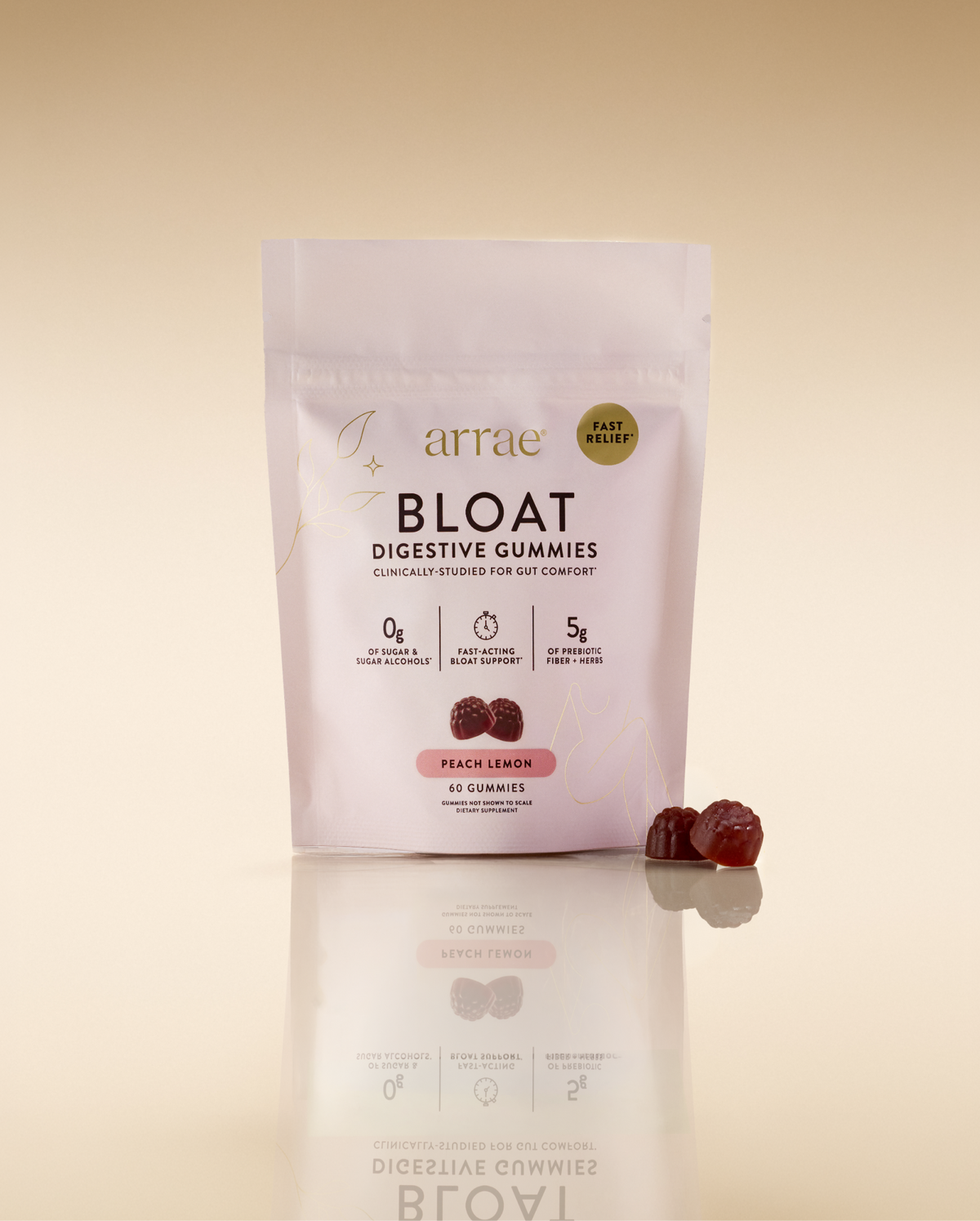 Arrae Bloat Digestive Gummies – Peach Lemon, 60 Gummies — product view