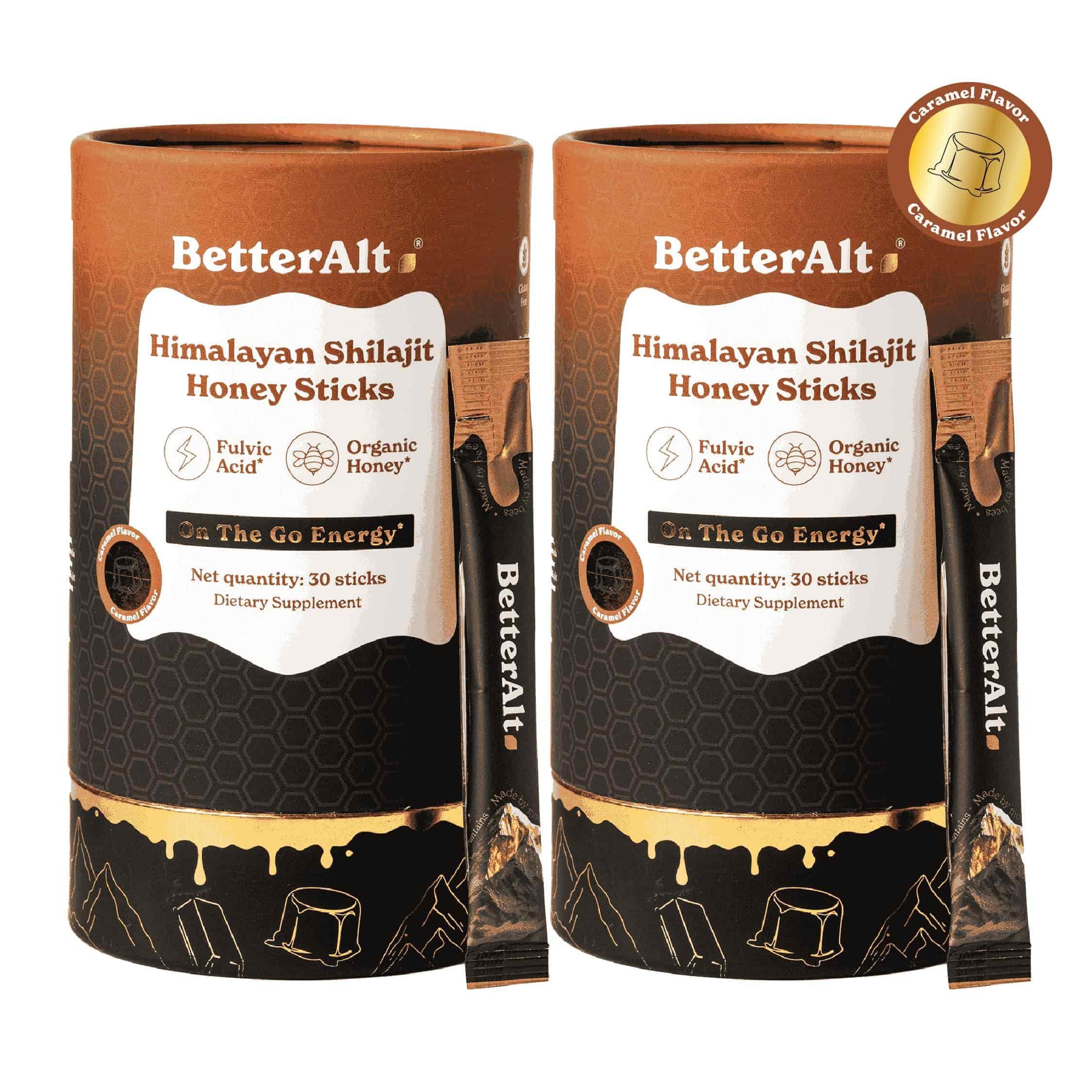 BetterAlt GOLD+ Pure Himalayan Shilajit Honey Sticks (Caramel)
