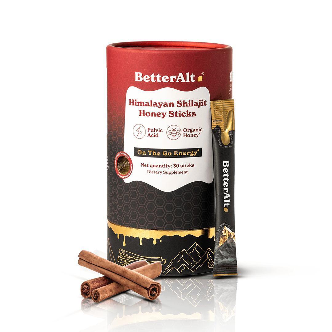 BetterAlt GOLD+ Pure Himalayan Shilajit Honey Sticks (Cinnamon)