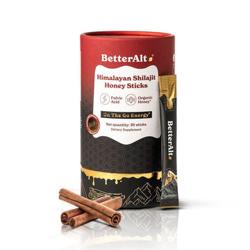 BetterAlt GOLD+ Pure Himalayan Shilajit Honey Sticks (Cinnamon)