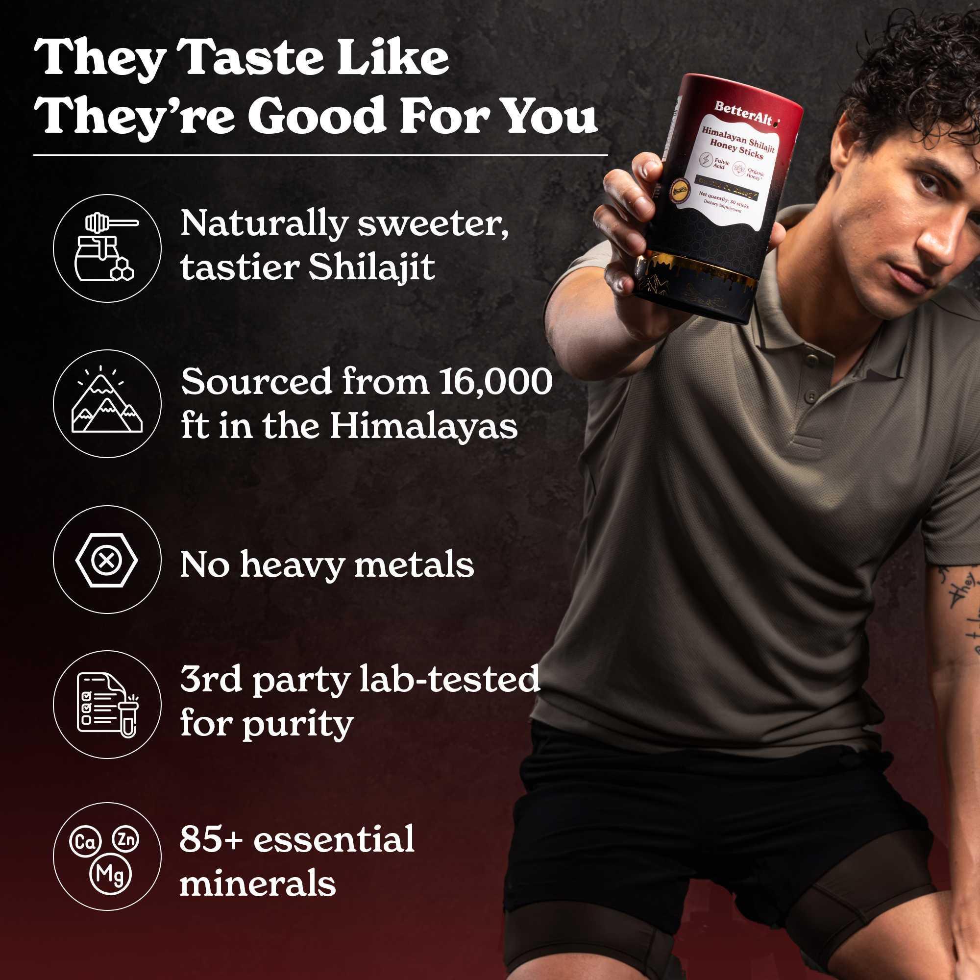 BetterAlt GOLD+ Pure Himalayan Shilajit Honey Sticks (Cinnamon)