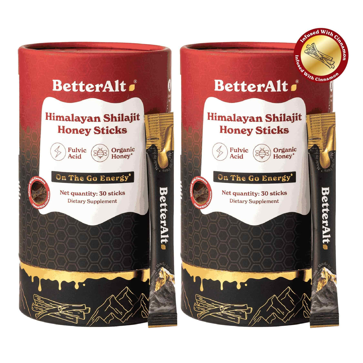 BetterAlt GOLD+ Pure Himalayan Shilajit Honey Sticks (Cinnamon) - HSA ...