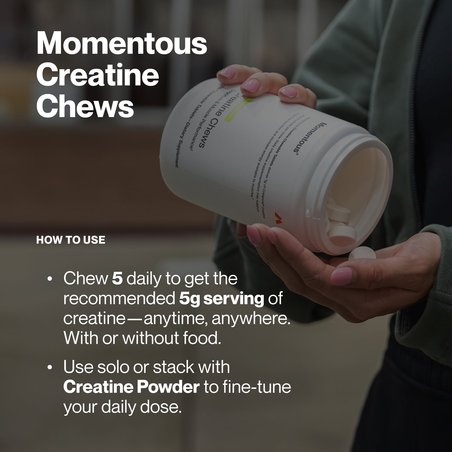 Momentous Creatine Monohydrate Chews (150-count) (Mango)