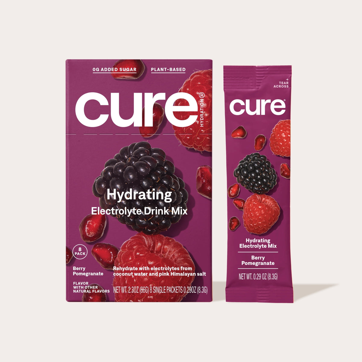 Cure Hydration Berry Pomegranate Electrolyte Mix | 8 Packets ...