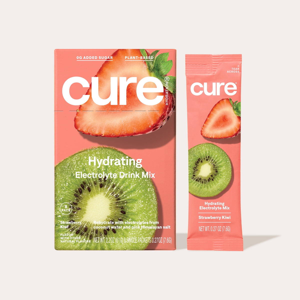 Cure Hydration Strawberry Kiwi 8-count box and single-serving packet