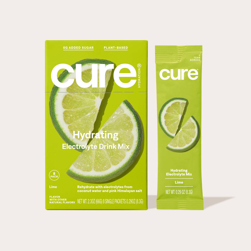 Cure Hydration Lime 8-count box and single-serving packet